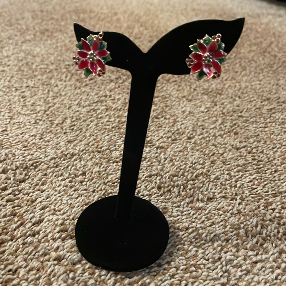 Christmas poinsettia post earrings
